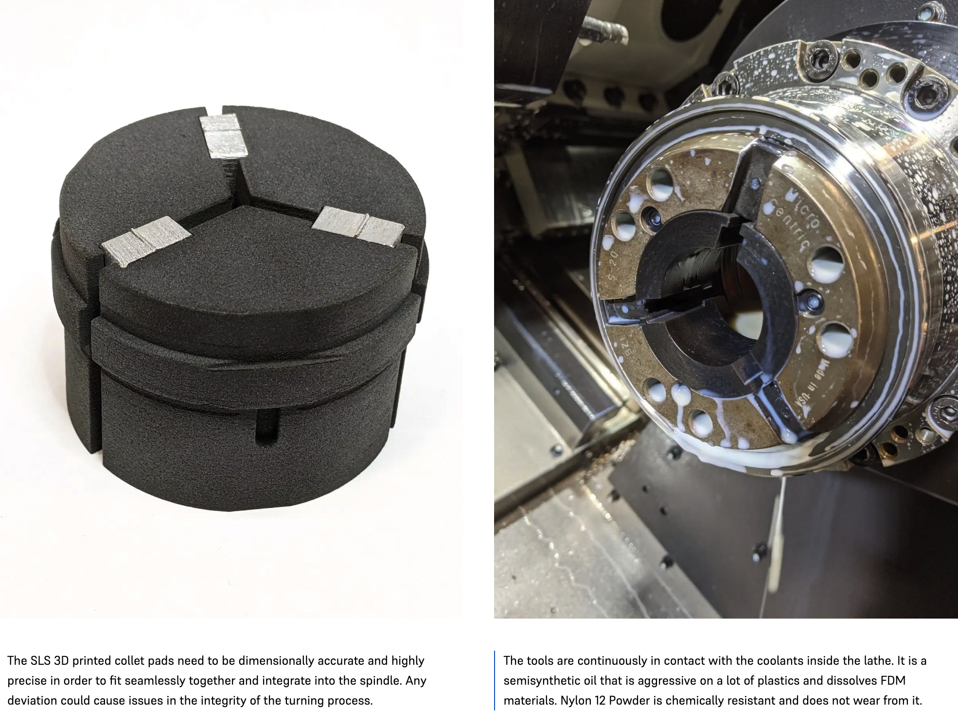 Formlabs SLS 3D printed collet pads